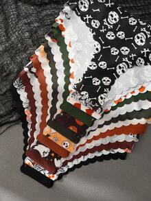 12 peças/pacote Calcinhas Sem Costura Femininas de Halloween com Estampa de Abóbora e Caveira