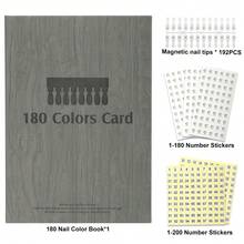 120/180色磁性指甲油展示册，可拆卸色卡盘，高端PU材质色卡展示册，配有120/180个磁性色卡头和1个编号标签，是美甲设计的理想之选。