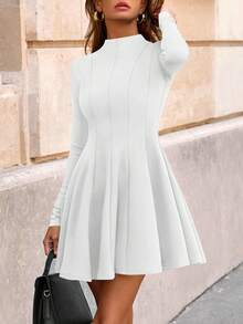 Fall Dresses For Women Elegant Classy Casual Long Sleeve Swing A Line Ruffle Short Homecoming White Party Dress - trắng - Xem 6