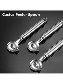 1 pieza Pelador de cactus tipo cuchara, de acero inoxidable, herramienta multifunción para pelar cactus, cortador de fideos chinos para utensilios de cocina - Plata-1 pieza - Ver 7