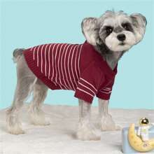 Striped Warm Sweater For Small/Medium Dogs & Cats, Suitable For Schnauzer, Poodle, Autumn/Winter - Red and White - View 17