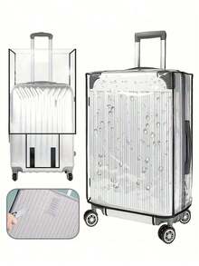 Transparent Luggage Cover, Wide Hook And Loop Thickened Wear-Resistant Waterproof Travel Luggage Dust Cover - PVC Luggage Transparent Cover - Waterproof Plastic Protective Sleeve For Luggage And Bags Travel Accessory, Suitable For 18 Inches To 30 Inches, Transparent PVC Luggage Case Cover, Essential Travel Accessory For Vacation Trips Bag For School School Accessories School Stuff - Clear - View 6