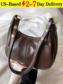 Autumn Winter Vintage Shoulder Pu Bag For Women, Ladies Solid Color Shoulder Pu Bag,Adjustable Crossbody  Bag - Chic Crescent Moon Underarm Purse, Waterproof Fabric Underarm Shoulder Crescent Bag, Quilted Design Minimalist Large-Capacity Business Commuter Bag, Suitable For Traveling And Shopping, Commuting To Work[US Local Warehouse]Halloween Decorations,Travel Essentials,School Supplies. - 彩色 - 查看 13