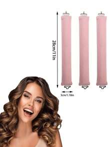 3pcs No Heat Hair Curlers, Easy Hair Curling Tools, Sleeping Hairstyle Design Tools, Ladies Foam Hair Curlers, Christmas, Hair Rollers, Heatless Curls, Hair Curler, Hair Products And Accessories For Barber Salon Beauty Travel Essentials