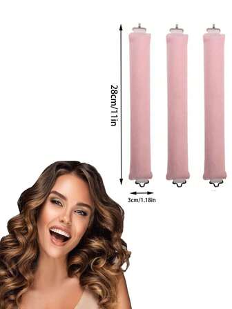 3pcs No Heat Hair Curlers, Easy Hair Curling Tools, Sleeping Hairstyle Design Tools, Ladies Foam Hair Curlers, Christmas, Hair Rollers, Heatless Curls, Hair Curler, Hair Products And Accessories For Barber Salon Beauty Travel Essentials