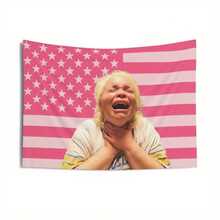 Trisha Paytas Funny Viral Content Creator Tapestry - Pink American Flag With Stars,  Peachskin Fabric Wall Hanging For Bedroom, Living Room, Office Decor - Funny Gift For Fans, No Electricity Needed,  Humorous Design, Soft Texture - 彩色 - 查看 3