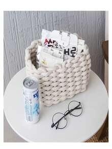 1 pieza Cesta de almacenamiento de cosméticos tejida, cesta de almacenamiento, gran regalo para amigos