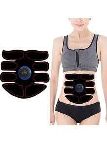 1PC Inalámbrico EMS estimulador muscular Cinturón para dar forma abdominal - Entrenador de Abs para entrenamiento en casa y oficina - Equipo de fitness para hombres y mujeres - Negro - Ver 2
