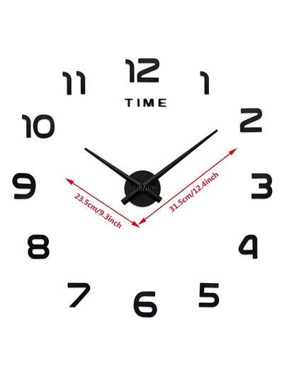 Large 3D DIY Wand Klok Arabic Numerals Frameless Spiegel Surface Sticker Home Living Room Bedroom(Black),Home ,Room Birthday Graduation Bedroom Dormitory Back To School view 3