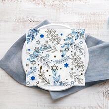 20 pièces/40 pièces/60 pièces, Serviette en papier motif fleur bleue et étoile à cinq branches - 2 couches 33 x 33 cm Serviette de cocktail convenant à la décoration de la maison et du restaurant, idéale pour les fêtes, les événements et l'usage quotidien, vaisselle de fête, vaisselle d'événement, vaisselle décorative