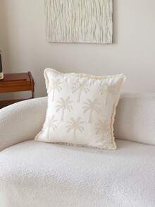1 件米色刺绣椰子树装饰抱枕套，适合室内装饰，四季皆宜，不含枕芯 - 米色 - 查看 8