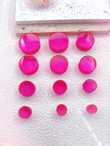 一对透明蓝玻璃实心耳塞，无螺纹扩耳器，耳塞，隧道式穿孔饰品，适合男女日常佩戴，6-30 毫米 - 粉色 - 查看 7