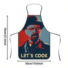 1pc "Let's Cook" Printed Apron, Durable Polyester Material, Suitable For Cooking, Barbecue, Gardening, Painting, Manicure, Unisex, Indoor And Outdoor Use
