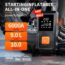 10000A Peak 150PSI Car Jump Starter With Air Compressor, 9-In-1 Function Jumper Battery Pack, Large Digital Display, Digital Tire Inflator, Car Battery Charger, Fast Charging USB Output, LED Emergency Lighting, Portable, Suitable For 10L Gasoline Or 9.0L , Comes With EVA Carrying Bag. - 深灰色 - 查看 3