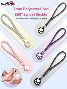 PAKRYS Cute Cat Claw Double-Buckle Phone Lanyard, Adjustable For Crossbody, Back, Or Neck. 7mm Polyester Cord, 360° Swivel Buckle. Durable And Portable, This Cute Phone Lanyard Features A Base Gasket And Is A Unisex, Drop-Resistant, Short Wrist Pendant. - Multicolor - View 2