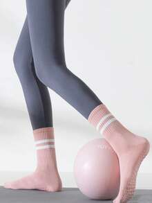 3/5/6/8 双女士普拉提防滑袜，普拉提粘性袜，抓地力瑜伽袜，适合所有季节，黑色、白色、粉色 - 彩色 - 查看 6