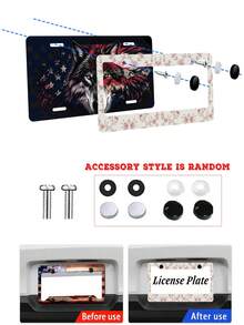 1pc Pink Floral Pattern License Plate Frame, Aluminum Material, 6x12 Inches, With Screw Set, Car Accessories, 2 Hole Design High Quality Durable, Vintage Novelty Car Decoration, Meets US Car Standards - 12x6 inch - Xem 4