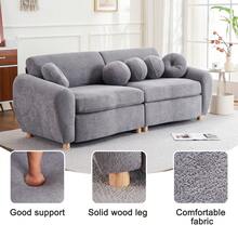Modern Sofa For Living Room, 84" Green Chenille Sofa Couch, Sectional Love Seat Couch, Upholstered Sofa For Apatment Bedroom Home Office - 灰色 - 查看 11