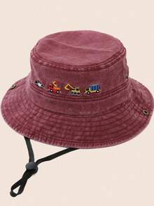 1 件儿童汽车刺绣渔夫帽，防晒帽适合徒步旅行和骑自行车 - 1PC - 查看 21