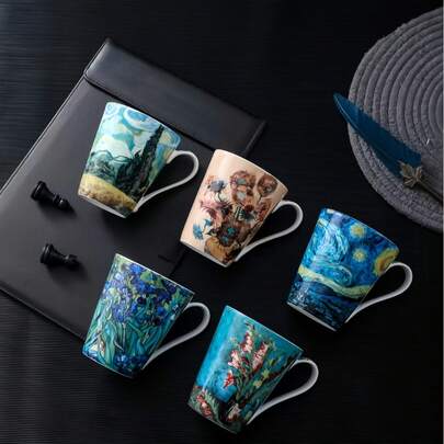 Premium Van Gogh Starry Night Bone China Mug 410ml - Coffee Tea Cup For Home Office | Perfect Christmas Gift, Birthday Present For Art Lovers