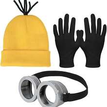 3-Piece Halloween Adult Costume Accessories Set, Includes Goggles, Yellow Knit Hat And Gloves, Unisex, Suitable For Cosplay Party - Multicolor - View 3