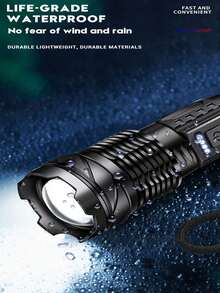 1/2/4pcs Outdoor Portable Multifunctional Flashlight With 8 LED Side Emergency Light, 1200mAh Rechargeable Battery, High Strength Material, 3 Brightness Modes, Zoom Function, Real-Time Battery Display, Suitable For Outdoor, Home, Camping, Cycling, Fishing, Car, Emergency Lighting - Essential Gift For Christmas, Halloween, Festivals - Upgraded Version-flashlight - View 6