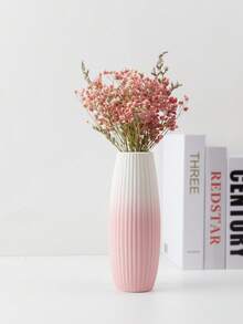 1Pc Pink Ceramic Vase Flower Vase Minimalism Style For Modern Table Shelf Home Decor, Fit For Housewarming, Weddings, Birthday, Christmas, Thanksgiving, New Year Room Decor Glass Vase - Pink - View 9