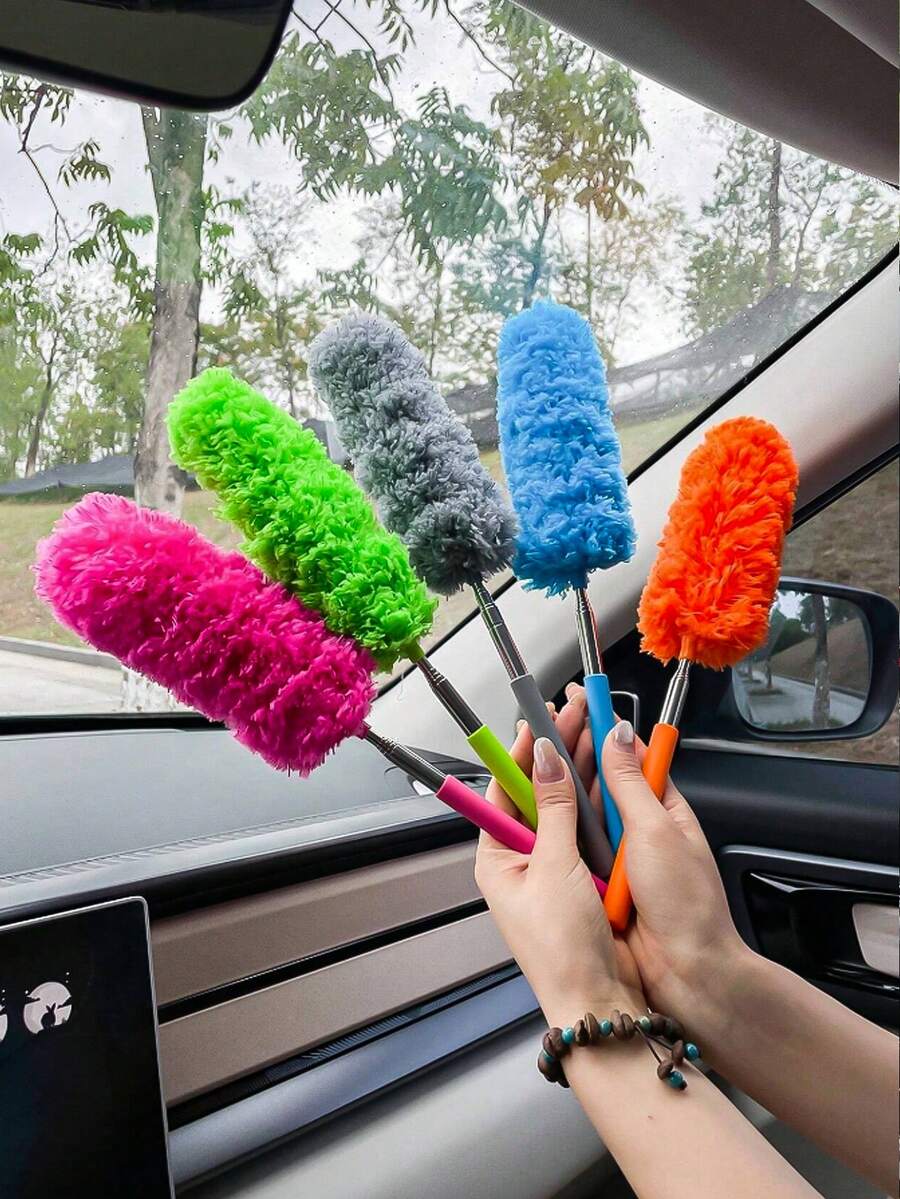 1pc Extendable Car Duster Cleaning Tool - Anti-Static Brush For Cleaning Dashboard, Windows And Windshield | Multifunctional Car Cleaning Kit