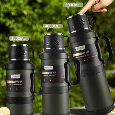 1 bình nước giữ nhiệt dung tích lớn, hộp giữ lạnh, bình pha cà phê có tay cầm, bình nước hai lớp bằng thép không gỉ 316 dùng cho hoạt động ngoài trời, du lịch thể thao, thích hợp cho du lịch ngoài trời, cắm trại, trường học, leo núi.