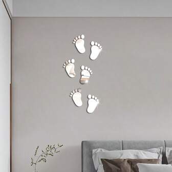 Adesivo da parete in acrilico 3D con impronta del piede del bambino, autoadesivo, decorazione per soggiorno, camera da letto, scale, decorazione da parete, adesivi decorativi per la casa