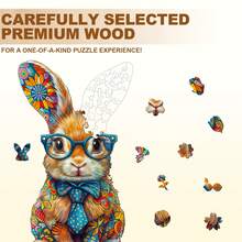 1pc Colored Bunny Wooden Puzzle, Asymmetrical Animal Shape Wooden Jigsaw Puzzle Toy, Unique Party Game Gift, Decorative Art Puzzle, Tabletop Magic Puzzle, Creative Children's Educational Puzzle, Holiday Gift, Adult Wooden Puzzle, Christmas Gift, Back To School Gift, Birthday Gift (2D Puzzle) - Multicolor - View 5