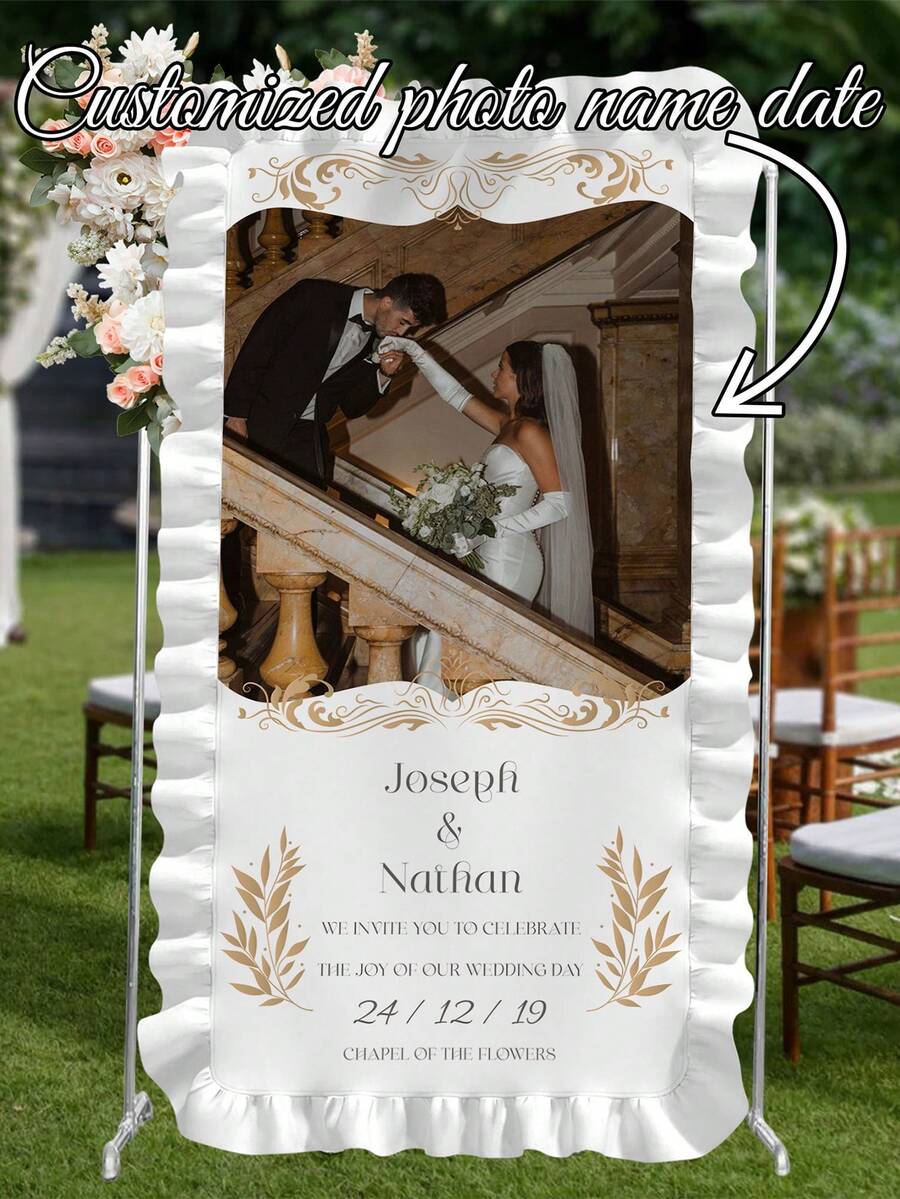 1 Pc Custom Lace Wedding Reception Cloth, Personalized Wedding Hanging ...