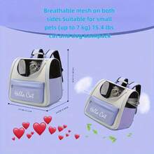 Pet Bag, Cat Backpack, Cat Backpack With Ventilated Design, Suitable For Carrying Kittens/Puppies, Pet Backpack For Camping/Outdoor Activities - 藍色 - 查看 7