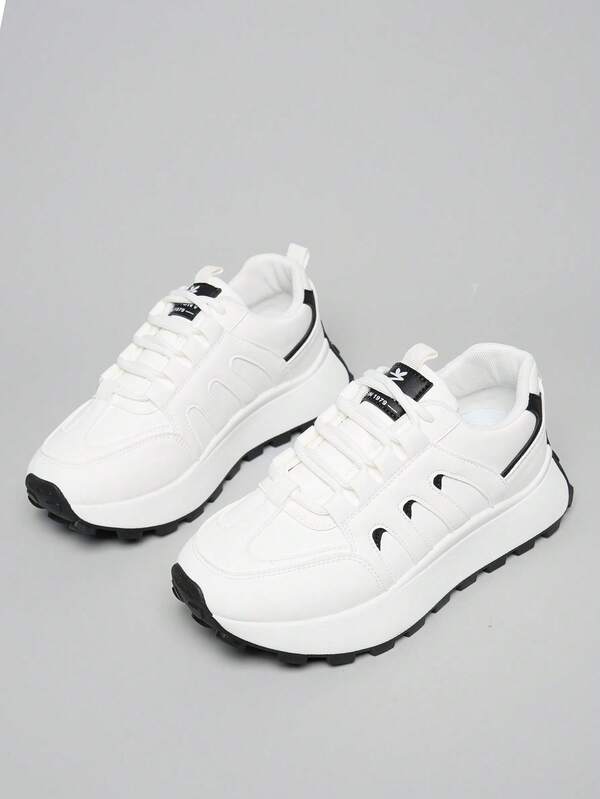 New Chunky Chunky Sneakers For Women, Autumn/Winter, Increased Height, Thick Sole, Casual, Color Block, Versatile