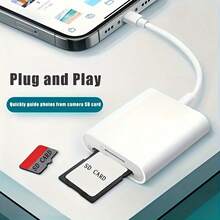 Lector de tarjetas SD tipo C de 2 en 1 con doble ranura, adaptador de lector de tarjeta de memoria SD/TF tipo C para teléfonos/tabletas Android, transferencia rápida de fotos y videos - Blanco - Ver 8