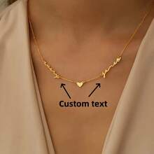 Personalized 2 Name Heart Pendant Necklace - 18K Gold Plated Stainless Steel Elegant Minimalist Jewelry, Custom Gift For Valentine's Day, Christmas, Mother's Day And Anniversary, Romantic Jewelry, Heart Jewelry, Fashion Design - Multicolor 2 - View 2