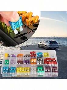 60pcs Car Fuses Assortment Kit Medium Mini Auto Car Fuses 2A/3A/5A/7.5A/10A/15A/ 20A/25A/30A/35A Blade Fuses Automotive - 汽車絲插件-60個 - 查看 1