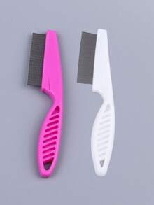 1pc 2-In-1 Pet Hair & Tear Stain Remover Brush - Stainless Steel Dog & Cat Flea Comb, Effectively Trims & Gently Removes Matted Fur And Fleas, Suitable For Dogs And Cats