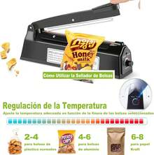 Máquina de Sellado por Pulso de 20cm, Máquina de Sellado Manual por Presión y Calor, Máquina de Sellado para Almacenamiento Doméstico, Sellado y a Prueba de Humedad, etc. - Negro - Ver 10