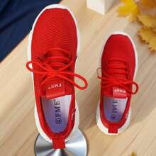 Mesh Platform Shoes Lace-Up Design Breathable And Shock-Absorbing Daily Activities, Casual Walks Comfortable And Lightweight Practical Shoes