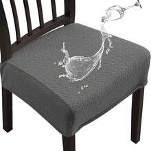 Fundas para Sillas de Comedor 4 Piezas, Cubre Sillas Comedor Impermeable, Transpirable yíbles, Elasticas y Lavables, Funda Asiento Silla Comedor para Restaurante, Hotel, Ceremonia, Banquete-Gris OGTF - gris - Ver 2