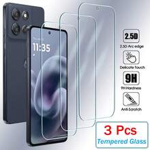 3 片钢化玻璃兼容摩托罗拉 Moto Edge 50 30 Neo 20 G100 Pro G G86 G35 G34 G56 G55 G54 G84 G75 G24 G15 G53 G04 G82 G05 G22 G14 G73 G72 G60 Power E15 E14 E13 E32 G Stylus Power Play 2025 2024 2023 2022 屏幕保护膜全覆盖胶水屏幕玻璃屏幕保护必需品，适用于日常防护、办公室、家庭手机屏幕保护膜手机配件防水防震防摔防刮 - 無色 - 查看 36