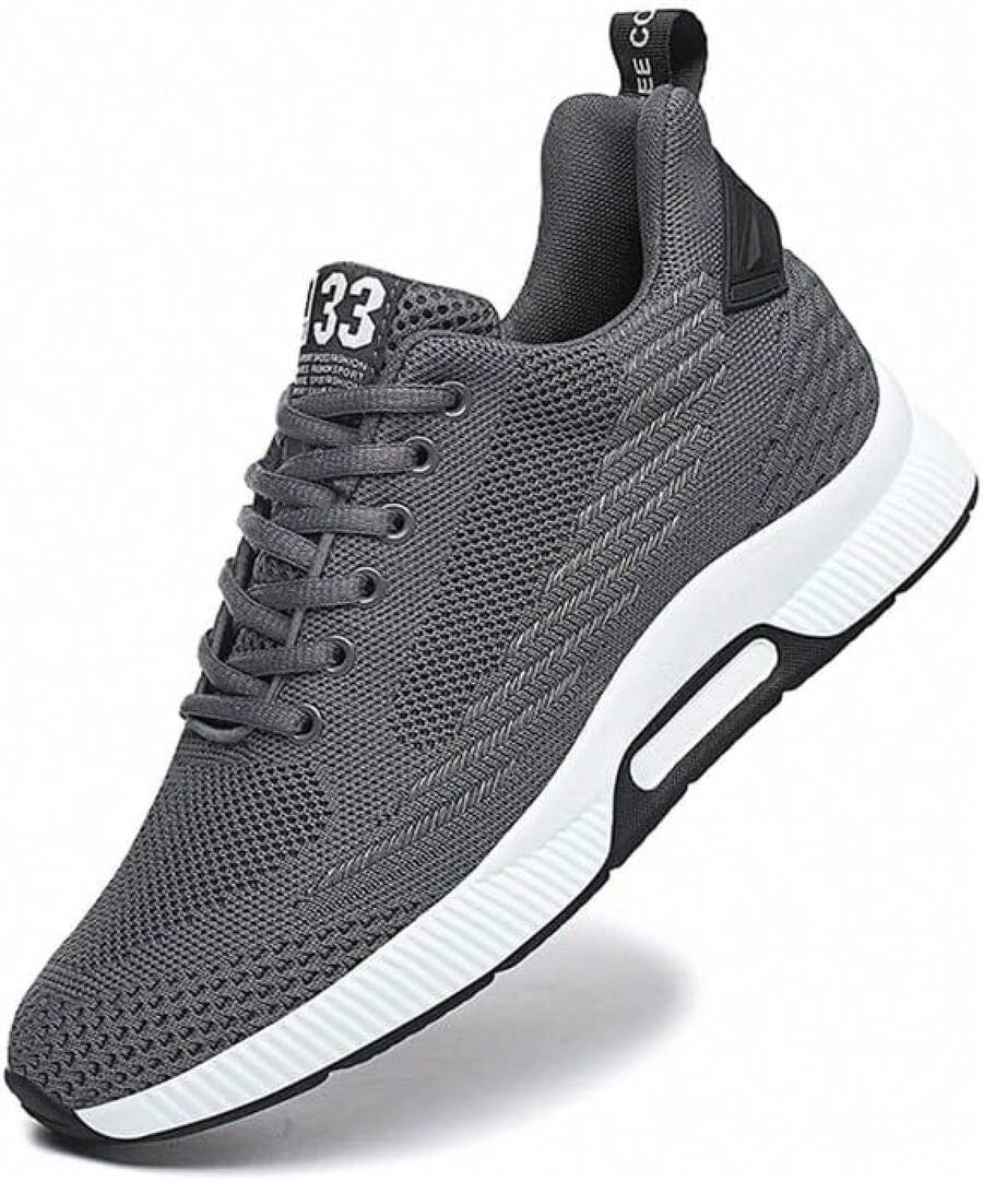 Men Elevator Sneakers Invisible Height Increasing 2.4 Inches Taller Elevator Sports Women Mesh Breathable Outdoor Casual Lace Up Fashion Shoes-2025 - Xám - Xem 1