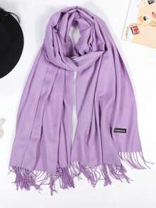 Klassischer Damen Einfarbiger Quasten Mode Warmer Schal, Einfarbiger Lässiger Süßer Eleganter Schicker Straßen Höfischer Geschäfts Party Polyester Weicher Schal, Geeignet für alle Jahreszeiten