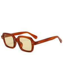 1副方形时尚眼镜，复古个性，男女皆宜，适合日常佩戴、街头摄影、度假旅行、夏季海滩配饰