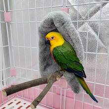 毛绒悬挂鹦鹉防风保暖棉窝帐篷，适用于孔雀、八哥、鹦鹉秋冬季避风保暖