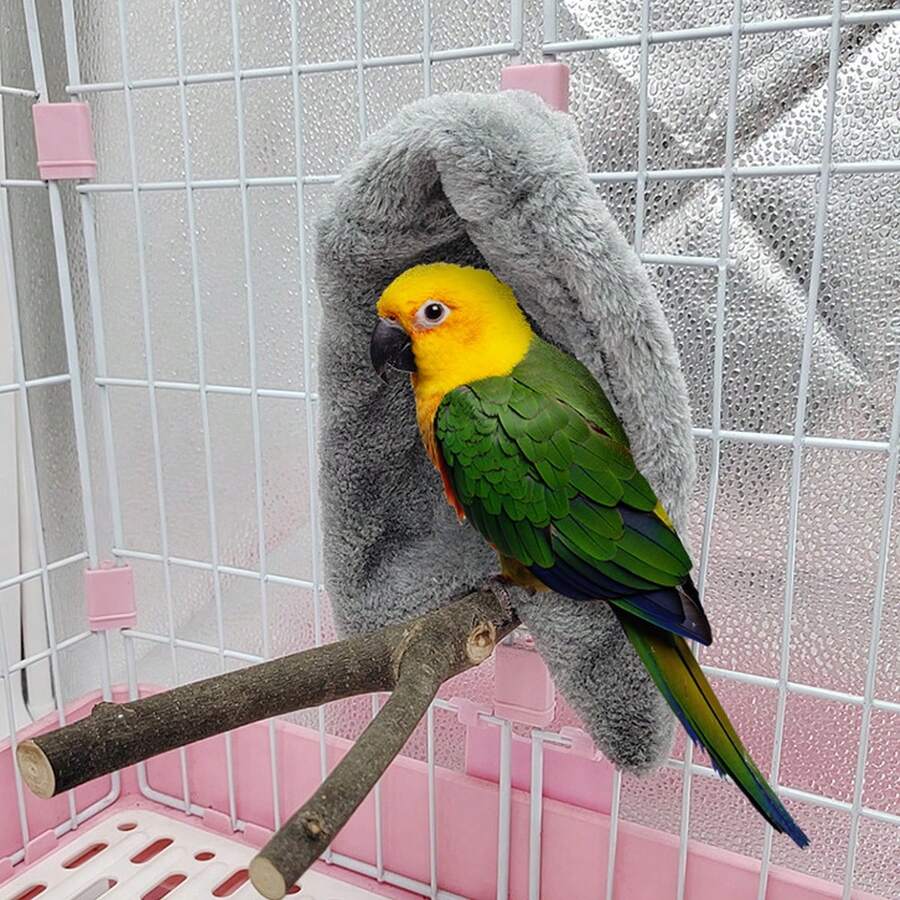 毛绒悬挂鹦鹉防风保暖棉窝帐篷，适用于孔雀、八哥、鹦鹉秋冬季避风保暖