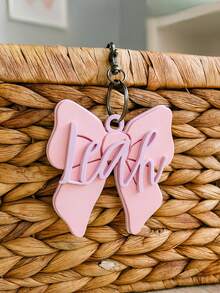 Personalized Bow Backpack Tag,Custom Name Bag Charm For Girls,Cute Acrylic Name Tag,Kids Bag Label