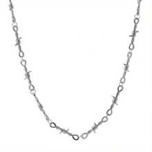 1pc Fashion Punk Twist Spike Thorn Metal Wire Chain Necklace Men's Unisex For Christmas Accessory - 銀色 - 查看 6