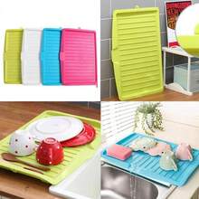 Drip Tray Plastic Worktop Dish Drainer Large Kitchen Sink Drying Rack Holder Dish Drying Mat Draining Board Mat Draining Tray Multi-Purpose Non-Slip Kitchen Heat Resistant Mat For Home White - Green - View 2